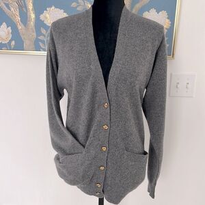 Vintage Country Shop pure 100% cashmere pullover cardigan Sz M with gold downs